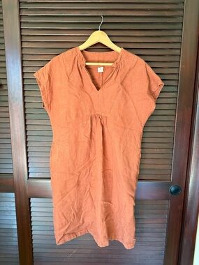 Linen Cloud Rust Orange Linen Dress